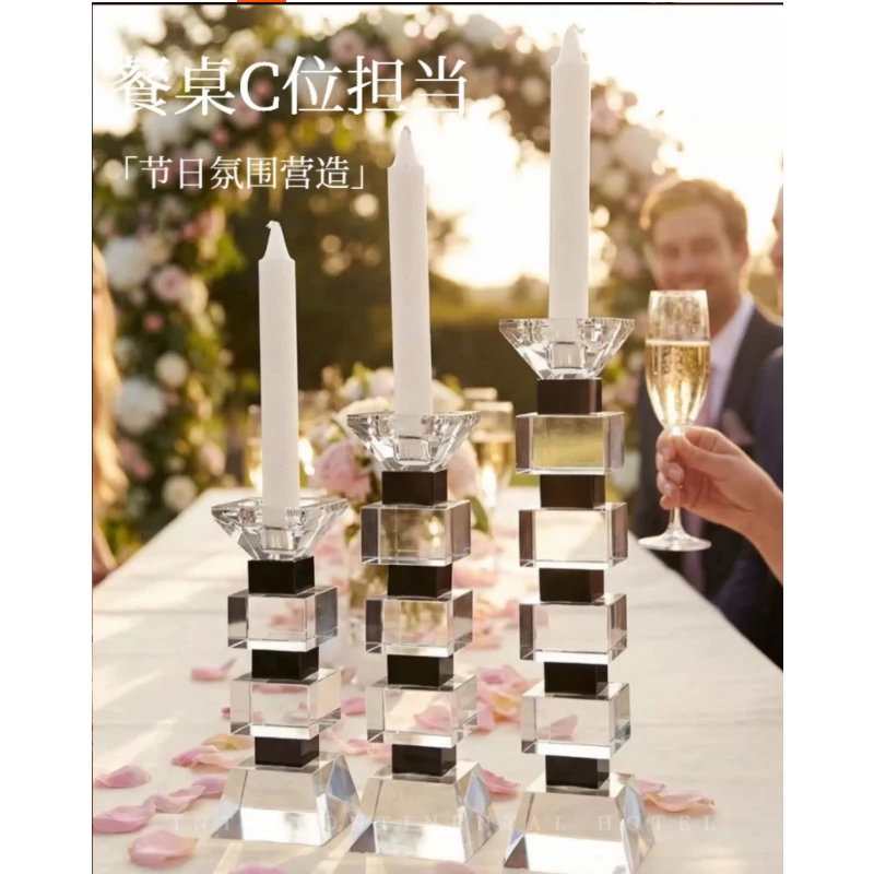 

Luxury Crystal Glass Candlestick Single Romantic Table Decoration Candle Holder Atmosphere Glass Ornament for Home Decor