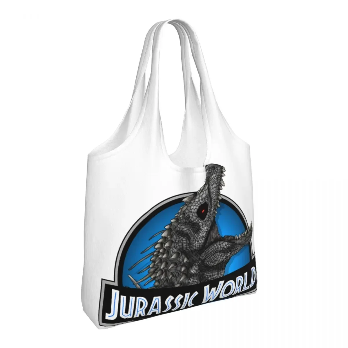 Kawaii Printed Jurassic World Film Shopping Tote Bags Portable Canvas Shopper Shoulder Indominus Rex Bags Handbags