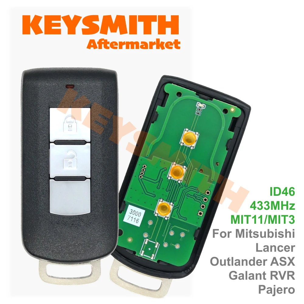 KEYSMITH G8D-644M-KEY-E 2-Tasten-Smart-Fernbedienungsschlüssel für Mitsubishi Outlander Lancer 2008–2016, 433 MHz, PCF7952/ID46-Chip – Detail 1