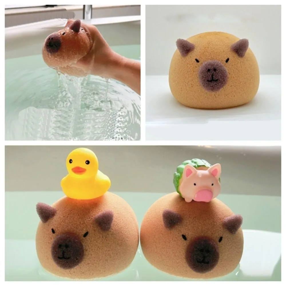 Houvast Cartoon Capibara Badballen Schuimnet Leuke badscrubber Absorbeer water Ontvang blaren Badspons Schuimend