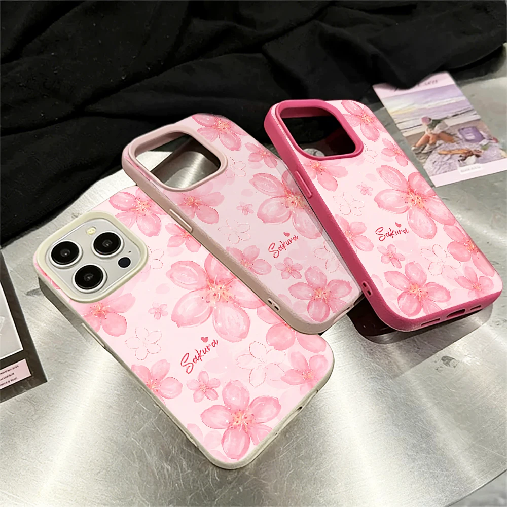 Kirschblüten-Sakura-Handyhülle für iPhone 17 16 15 14 13 12 Pro Max 16 15 14 Plus 17 16 15 14 Pro 17Air Silikon-Matt-Cover – Detail 3