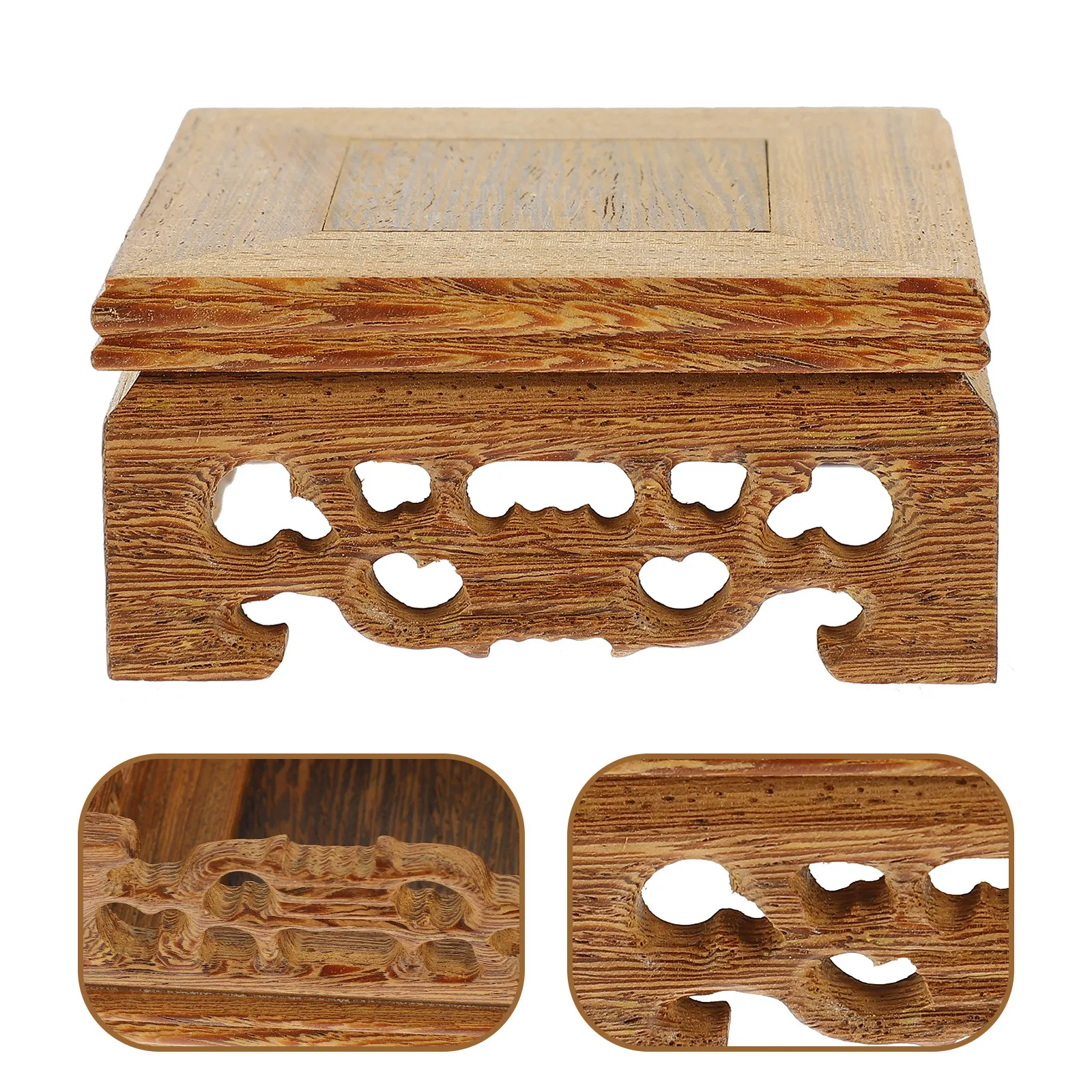 Square Red Wood Display Base Riser Stand Stable Wood Stand for Vase Flowerpot Teapot Statue Crafts Decorative Display