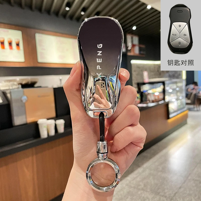 For Xiaopeng xpeng p7 p7i p5 g3 g3i g9 g6 22-23 High grade imitation wood grain key case metal key chain