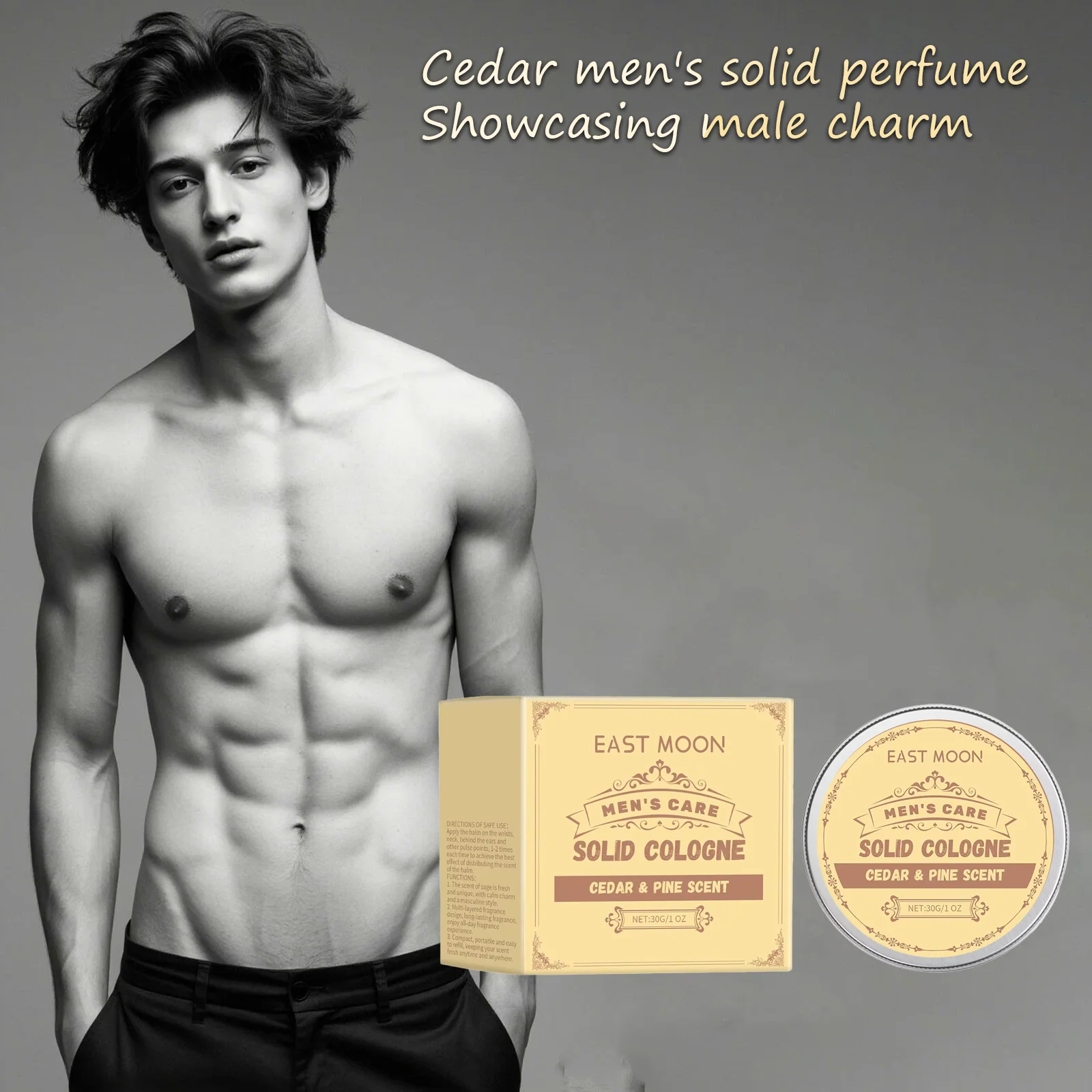 

Cedar Wood Men's Solid Cologne - Portable Long-Lasting Charming Fragrance Self-Confidence Booster Refreshing Men's Perfume Balm