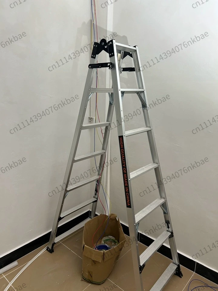 5 6 7 Steps Aluminum Alloy Folding Ladder,Retractable Straight & A-Type Dual Purpose Step Ladder,Home Multifunctional Climbing