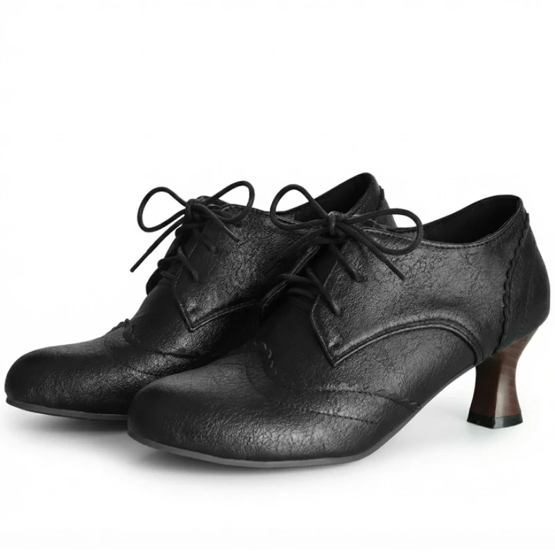 

Lace-up Women's Kitten Heels Loafer Shoes Elegant Black White Red Heeled Pumps Large Size Office Party Wedding Dance Shoes Lady