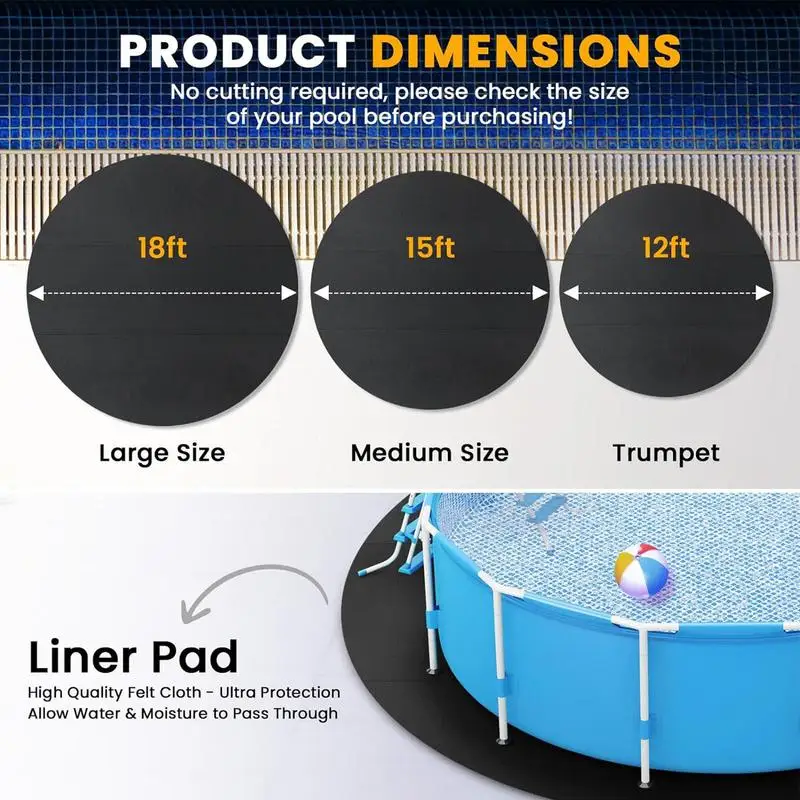 

Round Pool Liner Above Ground Swimming Pool Round Pool Liner Floor Mat Puncture Resistant Pool Mat For Debris Placement Durable