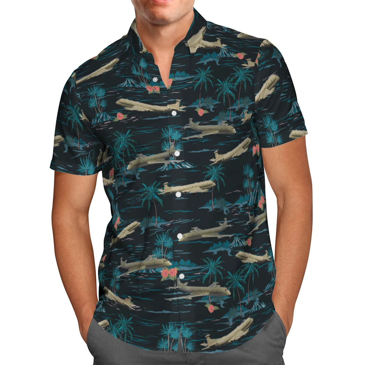 3D Helicopter Hawaiian Shirt Men\'s Summer 2021 Short Sleeve Streetwear Oversized 5XL Social Homme-148 Summer