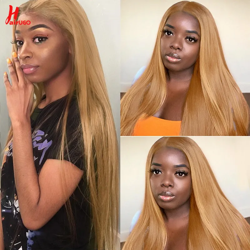 HairUGo #27 13*6 Lace Front Human Hair Wigs Honey Blonde Straight Lace Front Wigs For Women Remy Brazilian Lace Frontal Wigs