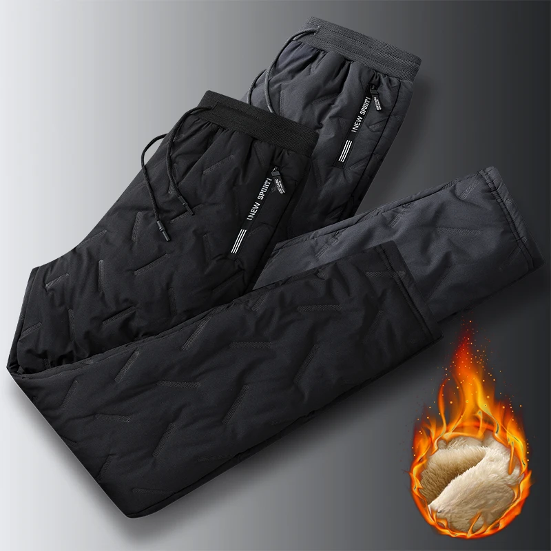 2024 New Men's Cashmere Pants with Thick Velvet, Outdoor Windproof and Wear Resistant Mountaineering Sports Pants Casual Pants