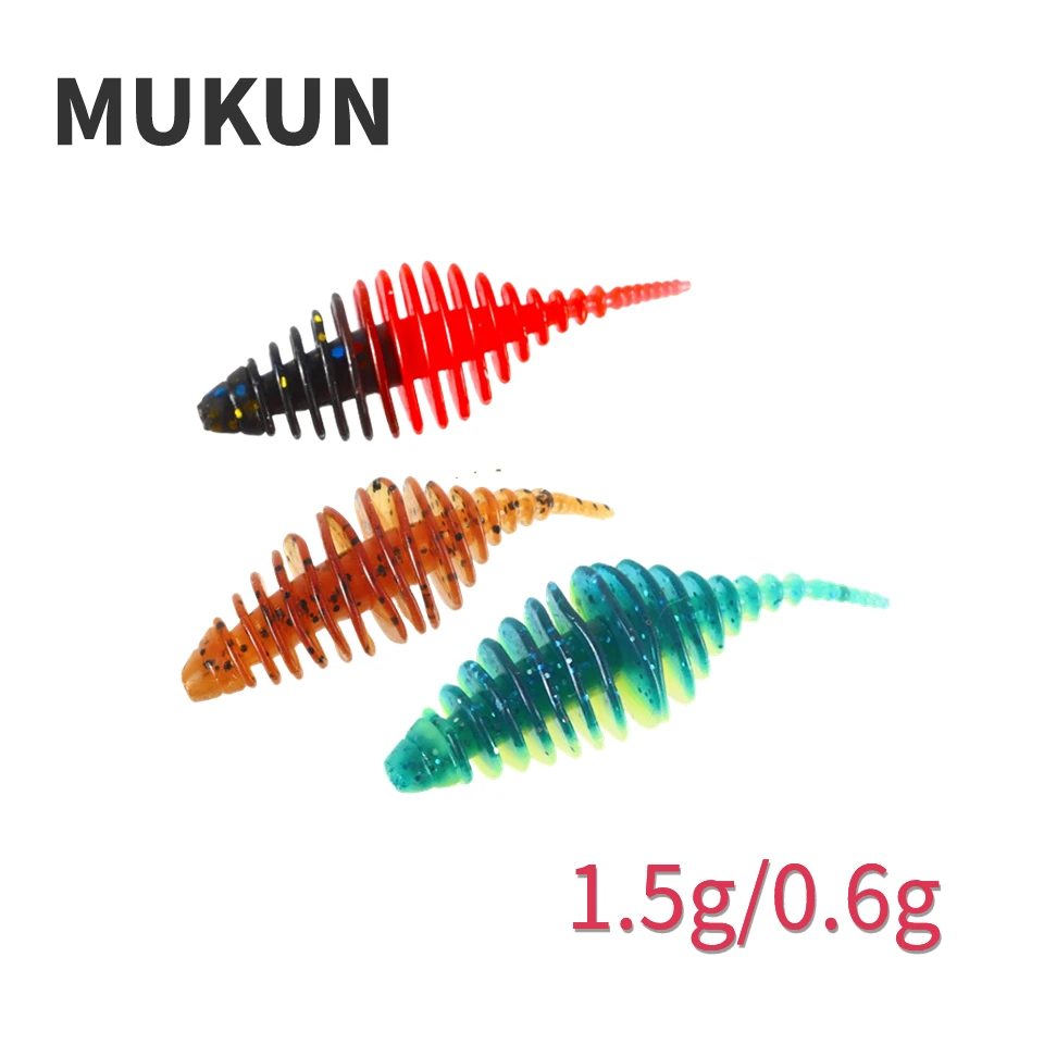 Mukun 4 Stuks Hoge Kwaliteit Visaas 50Mm/35Mm 1.5G/0.6G Zachte Naald Staart Worm Voor Forel Vissen Zacht Aas