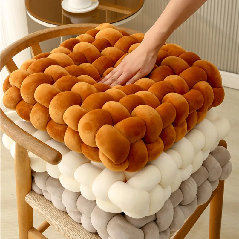 Knotted Square Cushion Nordic Aesthetic Stuffed Pillow Office Chair Decorative Plush Pillow Sleeping Back Knot Hand-made Cushion