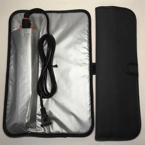 Caja de hierro plana resistente al calor, alfombrilla para alisador de pelo, bolsa, soporte para rizador, organizador de viaje