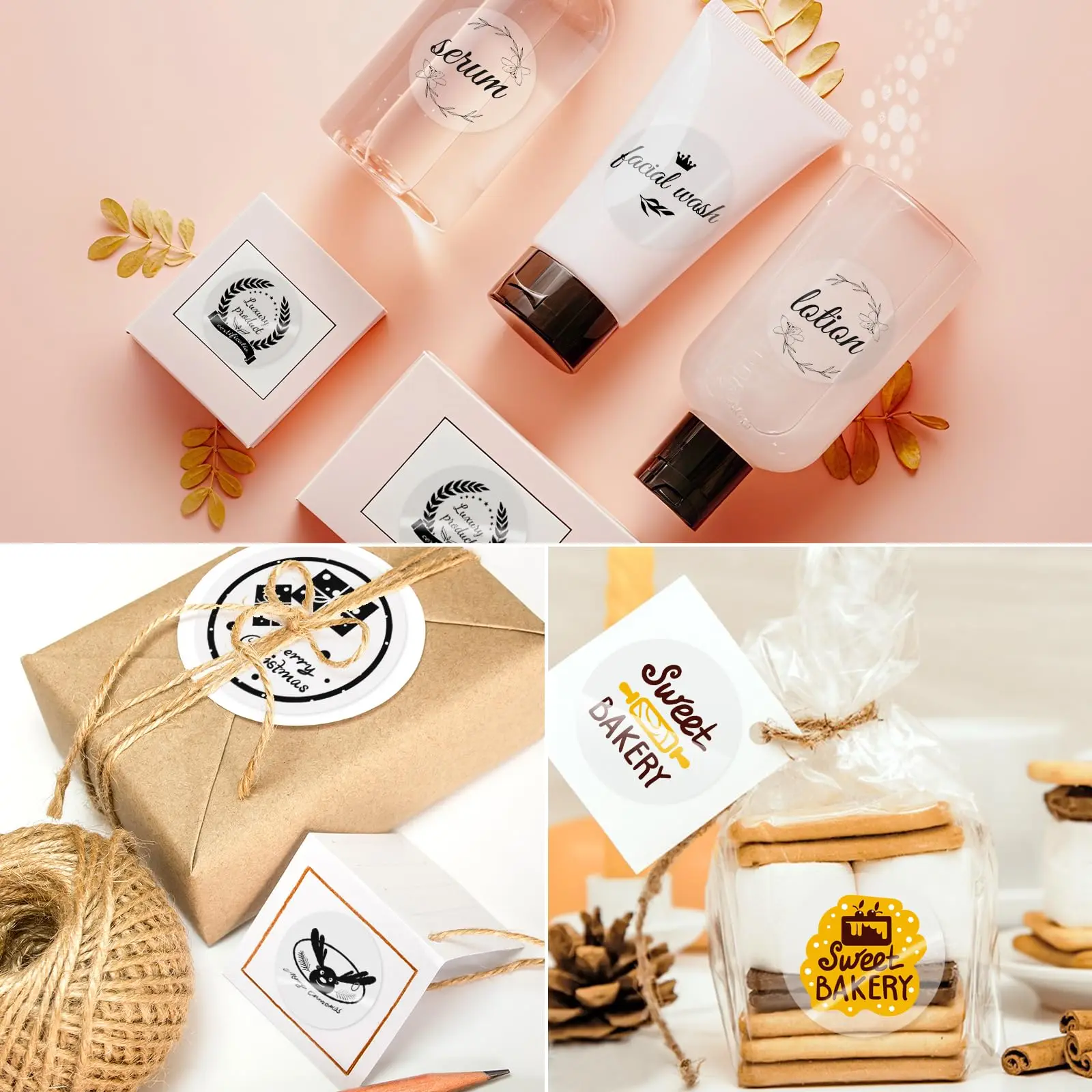 Przezroczyste etykiety termiczne do drukarek etykiet wysyłkowych, naklejki z napisem „Dziękuję”, idealne do małych firm.