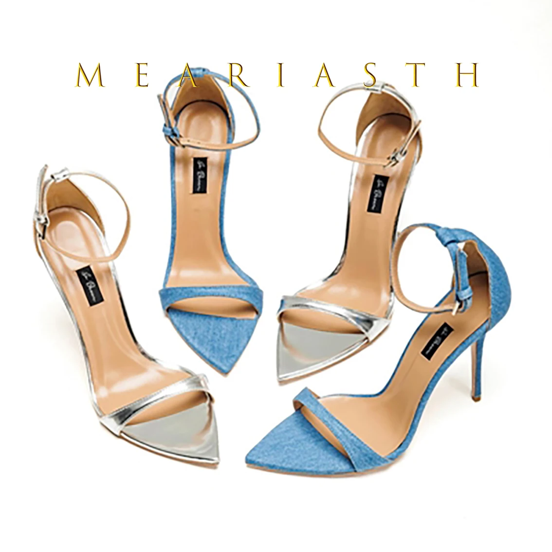 Spitz Stiletto Ferse Sandalen Knöchel Schnalle Pumpen Neuheit Designer Elegante Damen Bankett Party Heels Zapatos Para Mujere