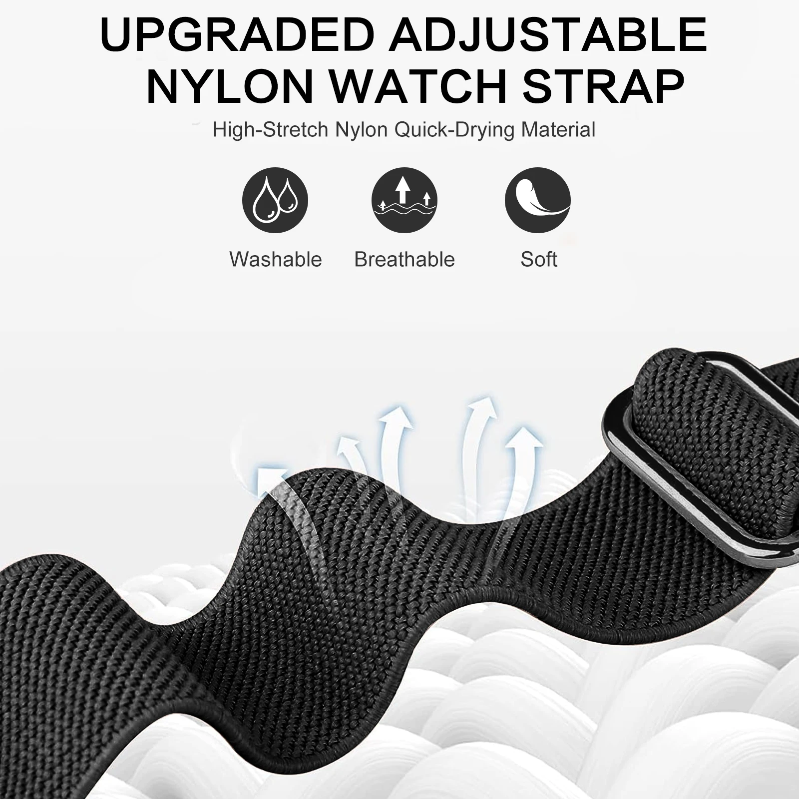 YAYUU 애플 워치 시리즈 10/9/8/7/6/5/4/3/2/1 SE/울트라 1 2 스마트 밴드 스트레치 나일론 스트랩 38-49mm