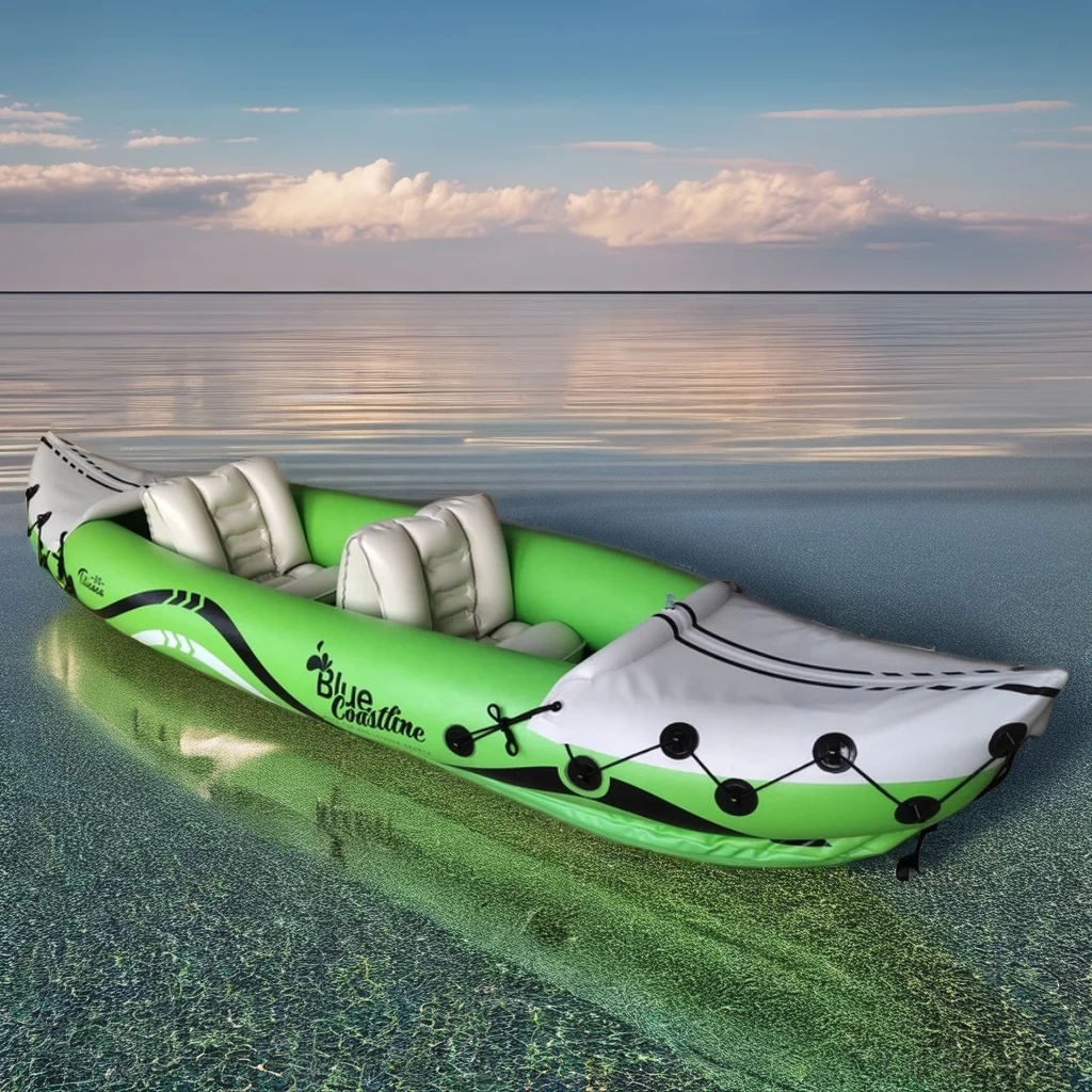 

Stable Lightweight 2-Person Fishing Drifting Inflatable PVC Kayak Eco-Friendly Rafting Boat Pedals Sit-On-Top Design Outboard