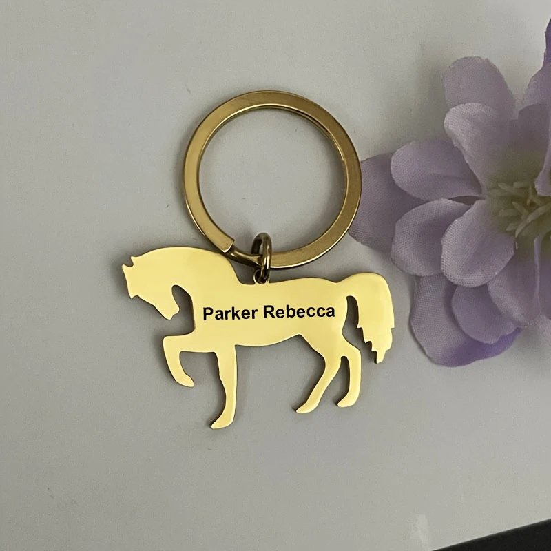 Gantungan Kunci Wanita Kustom Gantungan Kunci Kustom Baja Tahan Karat Bentuk Kuda Poni Lucu Hewan Kartun Hadiah Peringatan Aksesori Unik