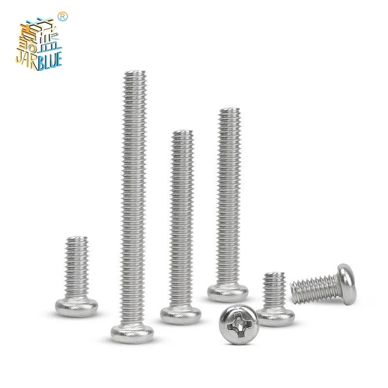 

100pcs/lot Cross Recessed BM Pan Head Screws Nickel Plated Carbon Steel M2 M2.5 M3 M4 Phillips Machine Screws Grade 4.8 DIN7985