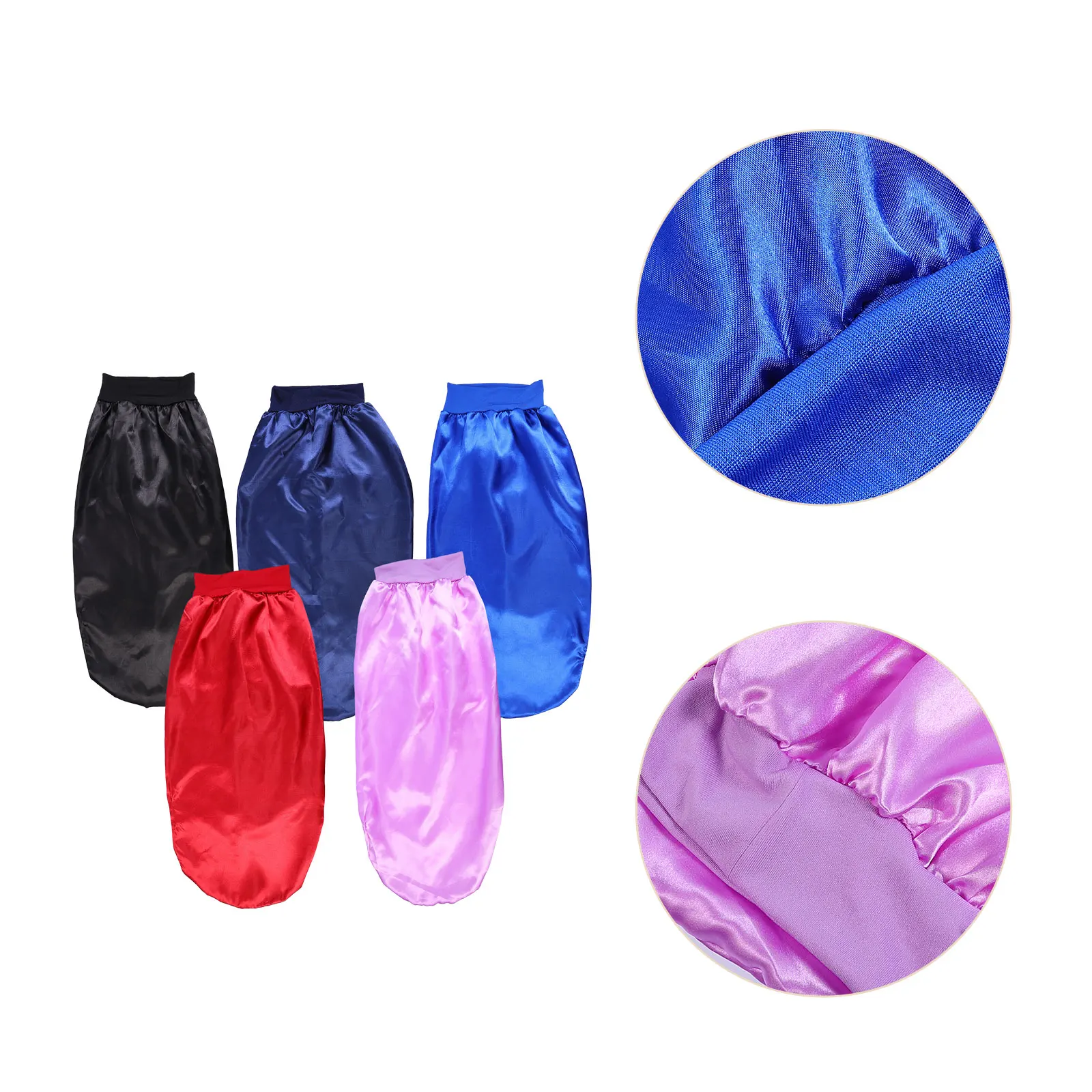 

5Pcs Satin Elastic Sleep Bonnet Hats Long Hair Protection Hats Tube Design High Elasticity Hair Protection Caps Women