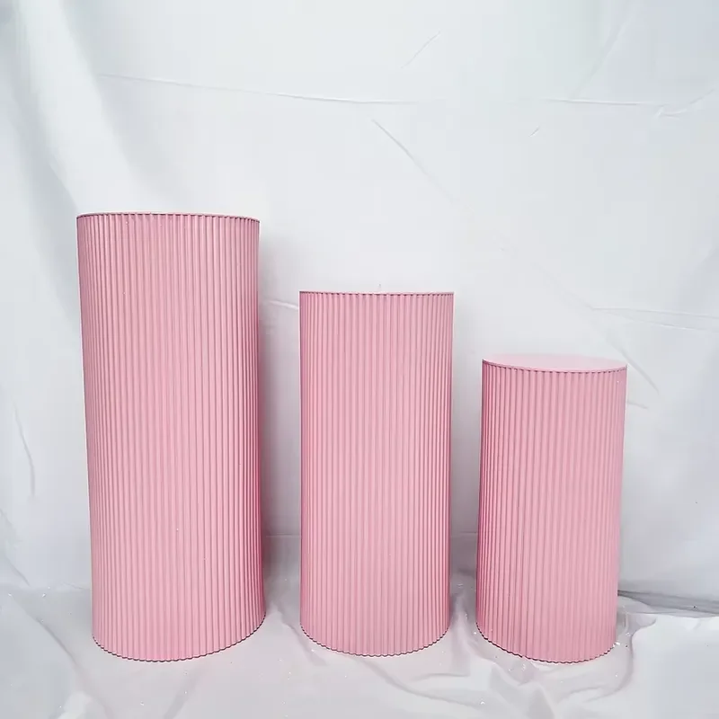 Iron Wedding Props White Gold Pink Pleated Flower Display Stand Cake Table for Party Events Aisle Walkway Decoration