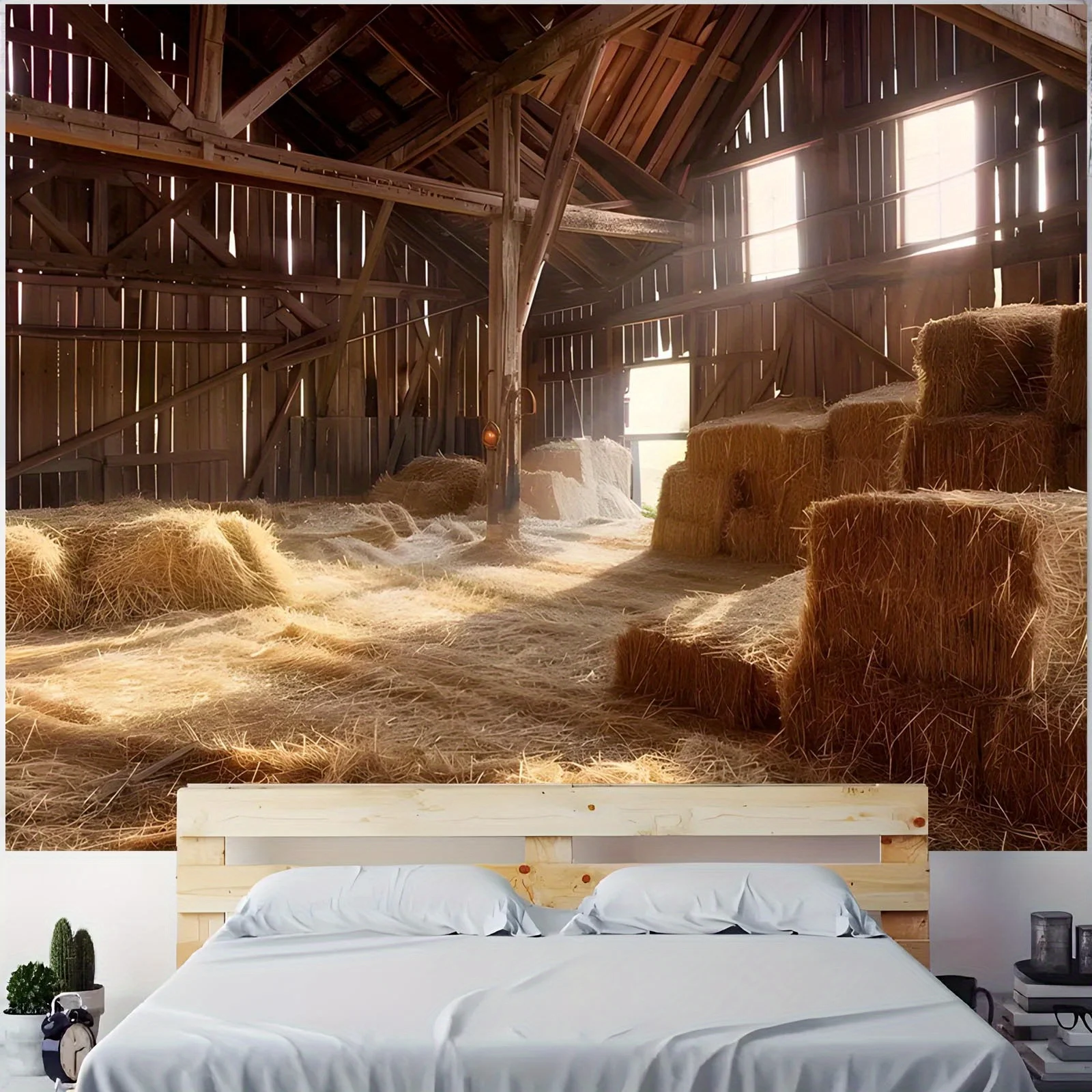 1 خلفية بوليستر للمزرعة العتيقة، مشهد حظيرة وقش الريف، خلفية تصوير متعددة الوظائف #6