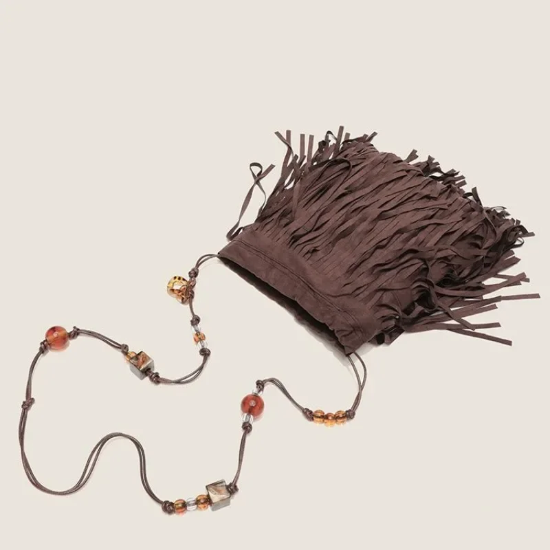

Tassel Bag Handmade Imitation Suede Beaded Retro Ethnic Style Crossbody Bags for Women Women's Tote Shoulder Designer Handbags