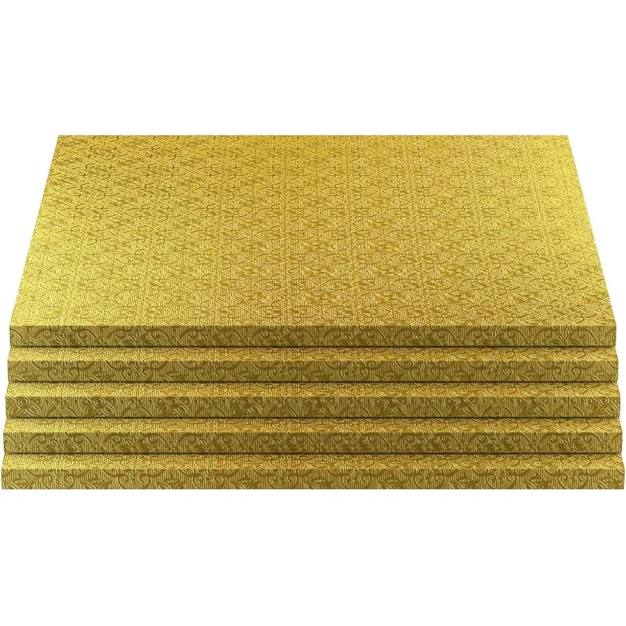 

Доска для торта, квадратный барабан для торта из золотой фольги, прочные и прочные барабаны для торта толщиной 1/2 дюйма, квадратные доски для торта 20 x 20 дюймов, упаковка из 5 шт.