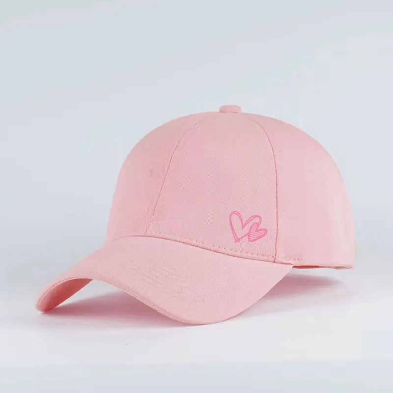 

Double Pink Heart Print Baseball Cap Adult Child Lightweight Breathable Stylish Unisex Y2K Couple Hat Perfect As Gift Sunscreen