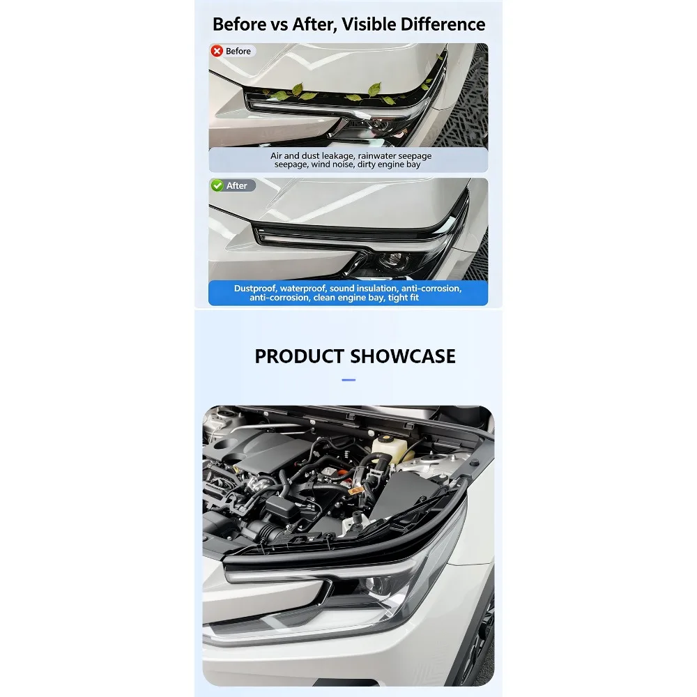 Für Toyota RAV4 2026-2028 Scheinwerfer Schalldämmender Dichtungsstreifen Gummi Geräuschreduzierung Wetterschutzstreifen Außenzubehör Upgrade – Detail 2