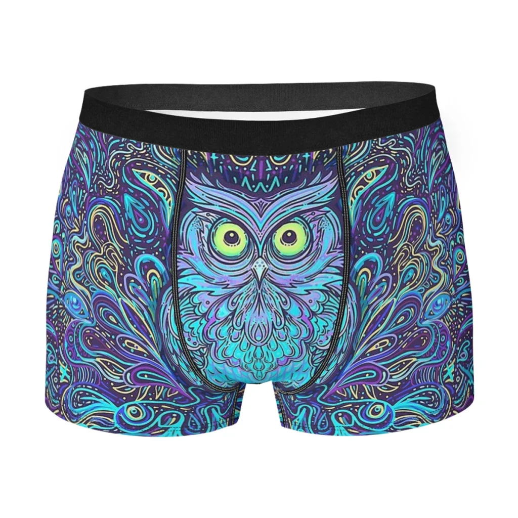 Mystical Night Owl Men Boxer Briefs Bohemian Breathable Funny Underpants High Quality Print Shorts Gift Idea