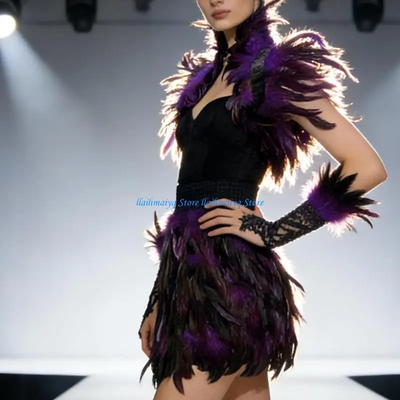 573B Stylish Shoulder Cover Costume Accessory Set Containing Skirt Gloves Costumes Festival Clothing Stage Costumes