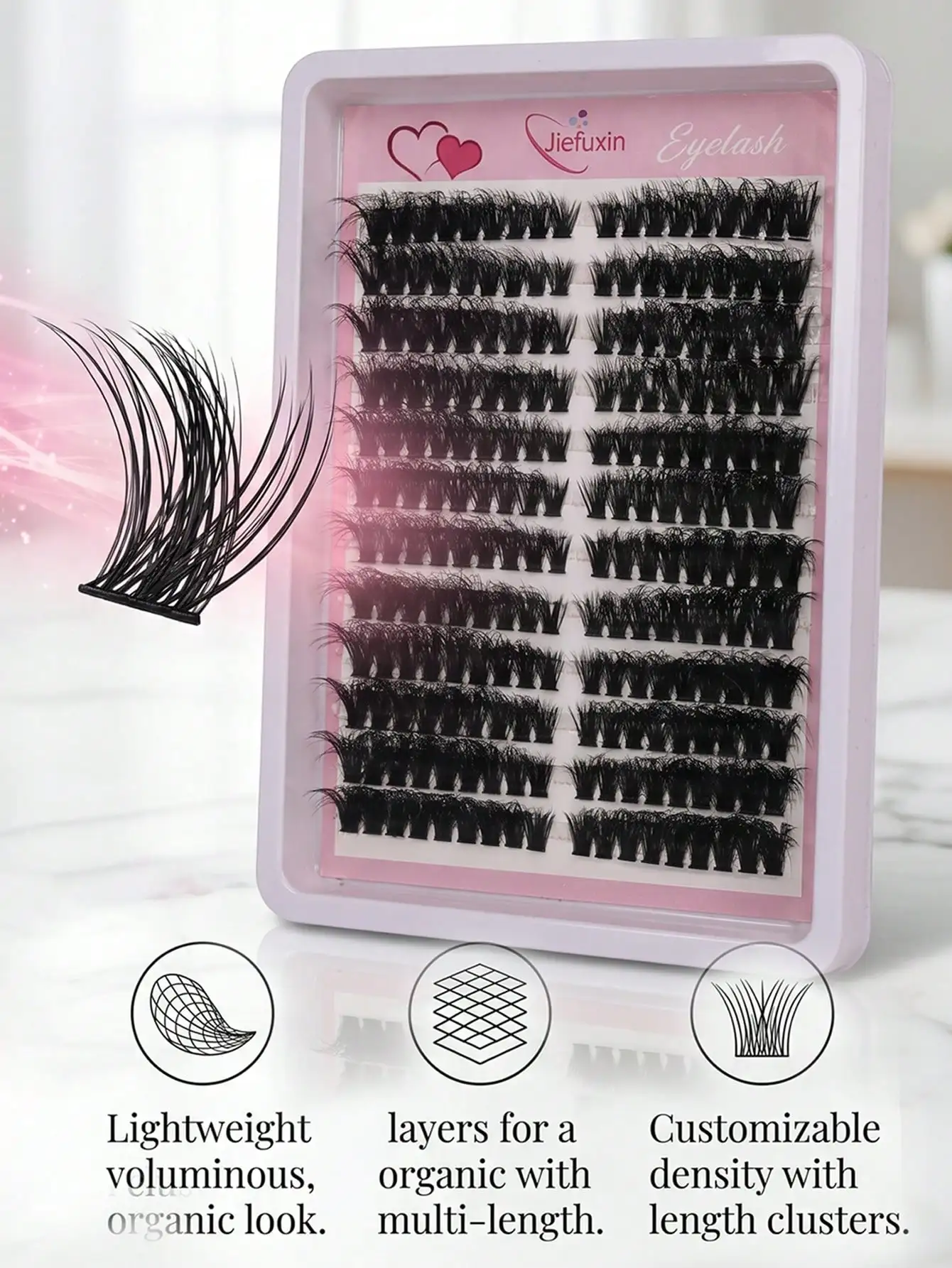 Katzenaugen-Wimpernbüschel, zarte einzelne Wimpern, natürlich flauschig, DIY-Wimpernverlängerungen, wiederverwendbar, Make-up – Detail 2