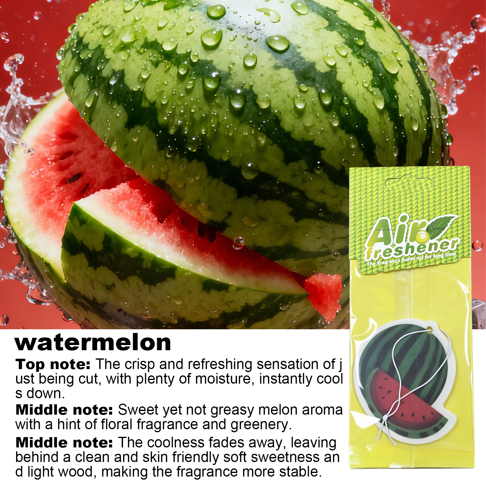 3-20pcs Watermelon Car Air Freshener，Hanging Paper Tree for Car & Home