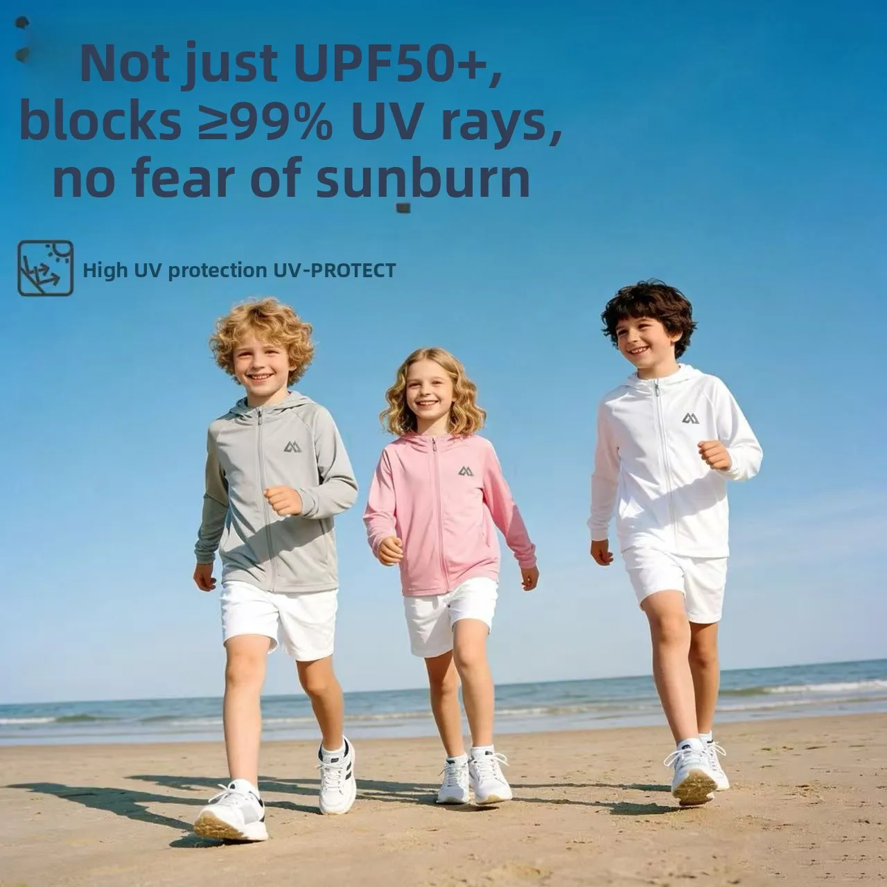 

Sun Protection Clothing Ice Silk Cool Feeling Pure Color Skin Outerwear for Boys And Girls Beach Outdoor Long Sleeve Zipper