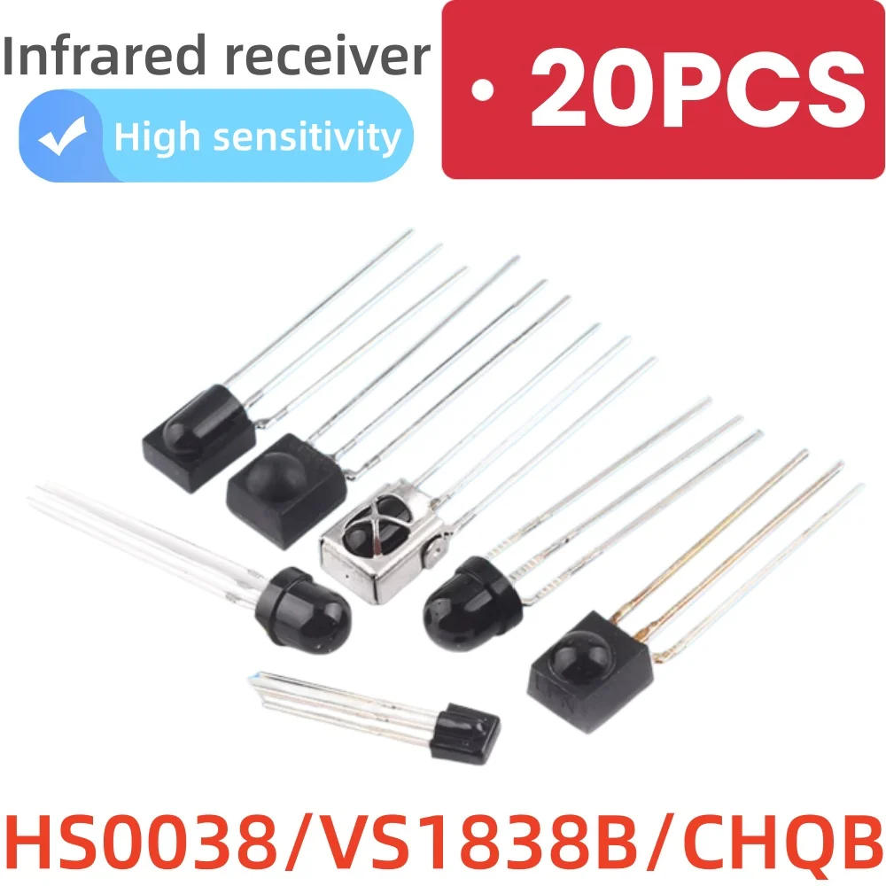 20PCS, Universal IR Infrared Receiver VS1838B CHQB HS0038 TL1838 VS1838 IRM-56384 IRM3638T  VS0038 Remote Receiver Tube