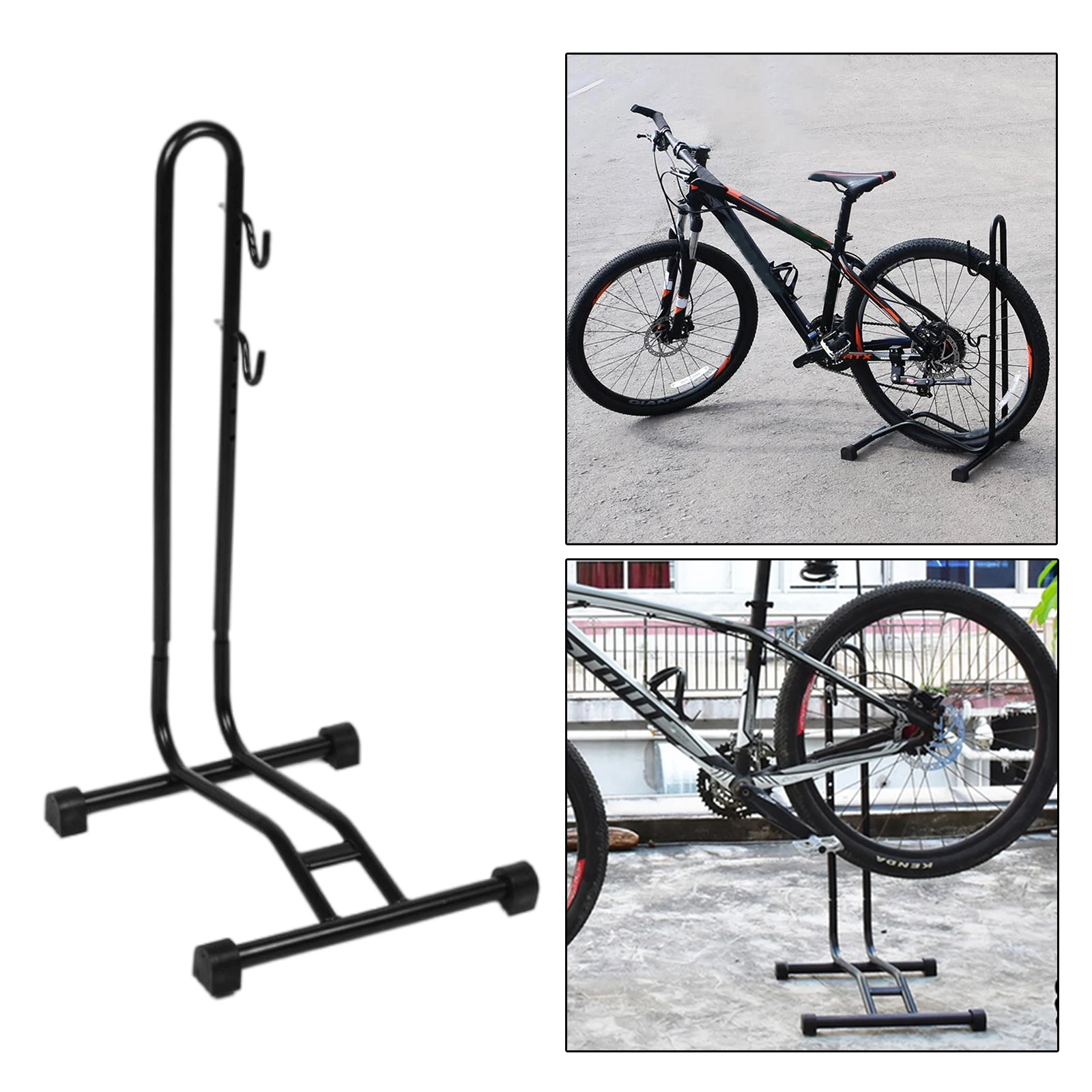 MTB Bike Bicycle Floor Parking Rack Garage Storage Display Stands With Hook Stationary Bike Stand For Outdoor Park Freestanding