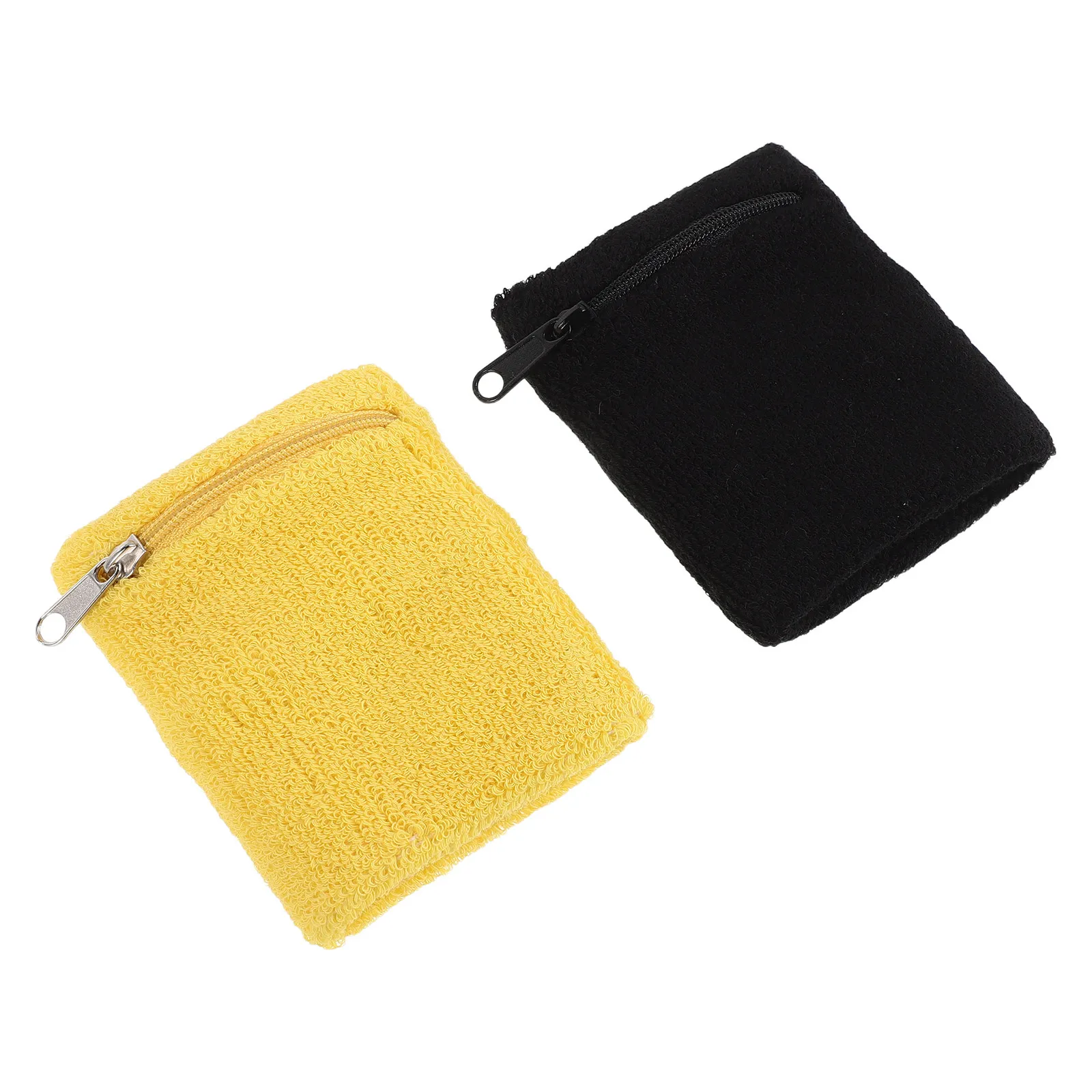 

2Pcs Sports Wrist Wallet Breathable Cotton Sweatband Zippered Running Hiking Gym Key Card Cash Storage 2 Colors 3.7x3.3 Inches