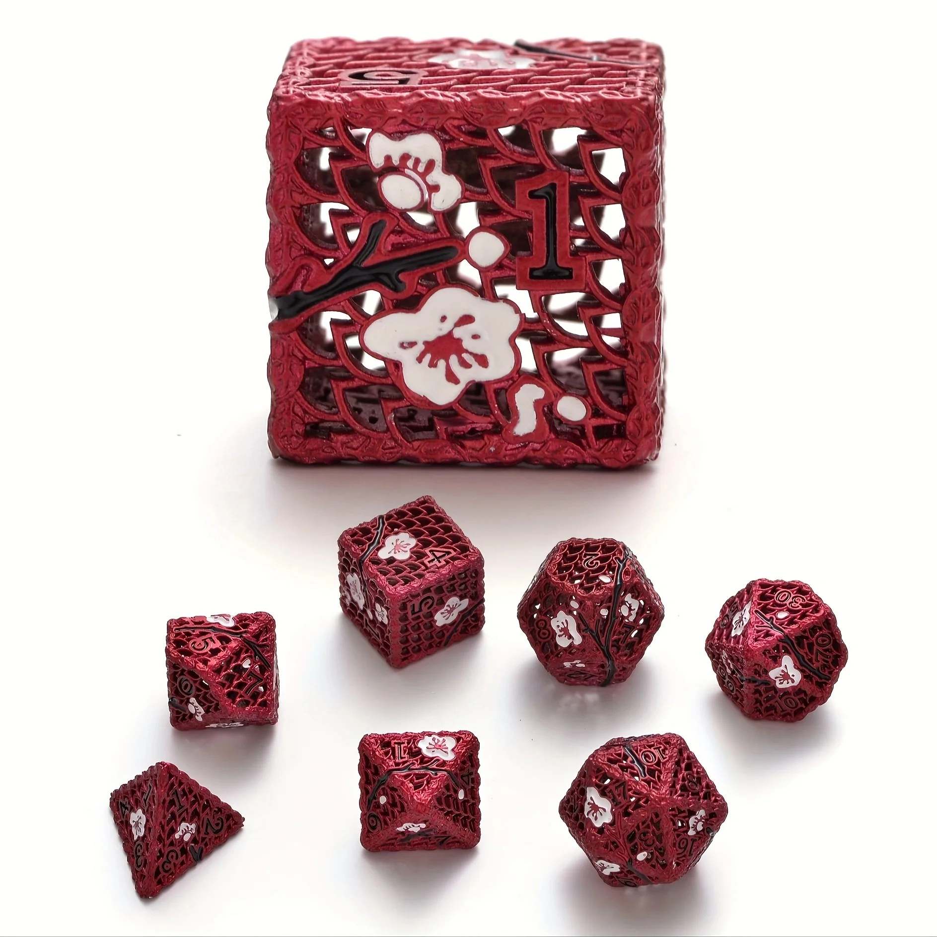 

Rose Hollow Dices - Metal Polyhedron DND Dice 7piece for Dungeons & Dragons Role-playing Tabletop Game Dice Metal Cube D&D Dice