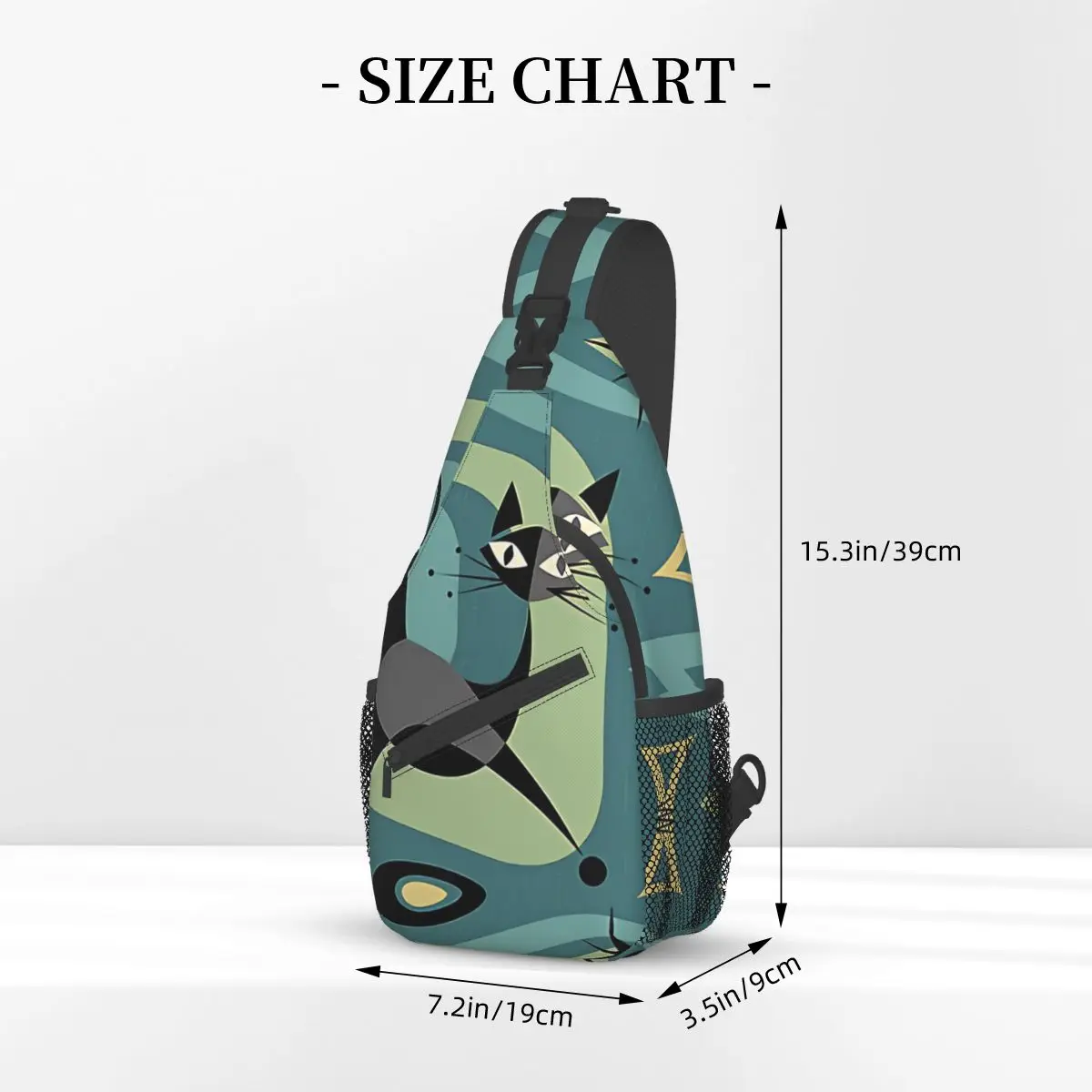 Cat Crossbody Bag Sports Mid Century Abstract Chest Bag Unisex Women Man Fashion Shoulder Backpacks Travel