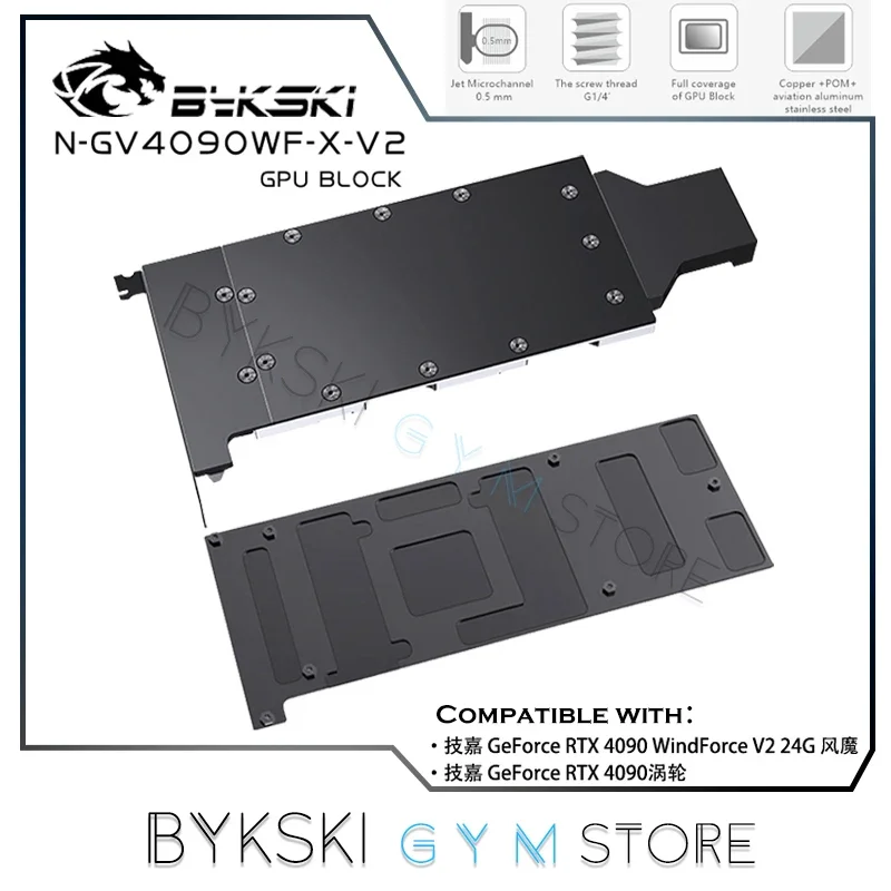 Bykski 4090 Waterblock For Gigabyte RTX4090 WINDFORCE V2 GPU Watercooler All Metal Structure N-GV4090WF-X-V2