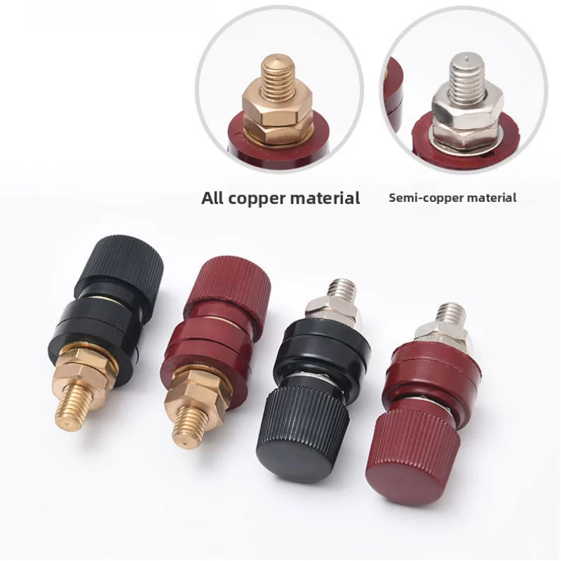 10Pcs 555 High-Purity Copper Terminal M8 Thread 200A Capacity Insulated Binding Post Lithium Battery Inverters 8mm Hole Diameter