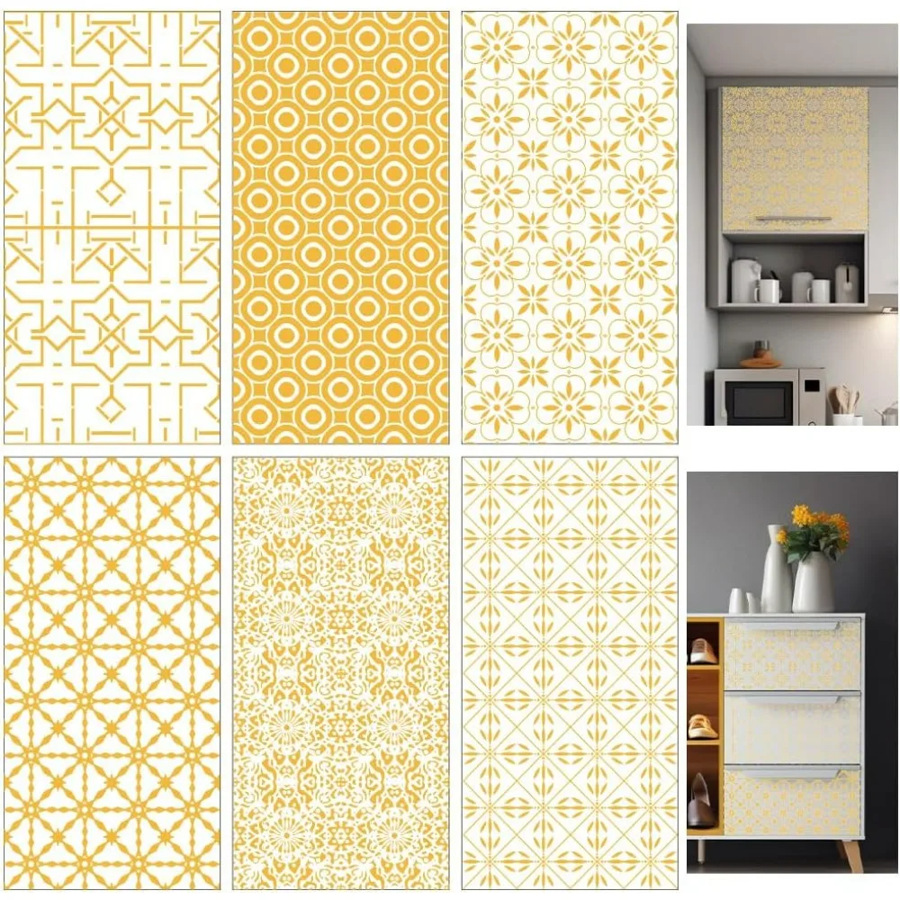 6 hojas de transferencia de muebles con patrón dorado, 6x12 pulgadas, arte dorado, transferencia, calcomanías artísticas de pared autoadhesivas para dormitorio y sala de estar