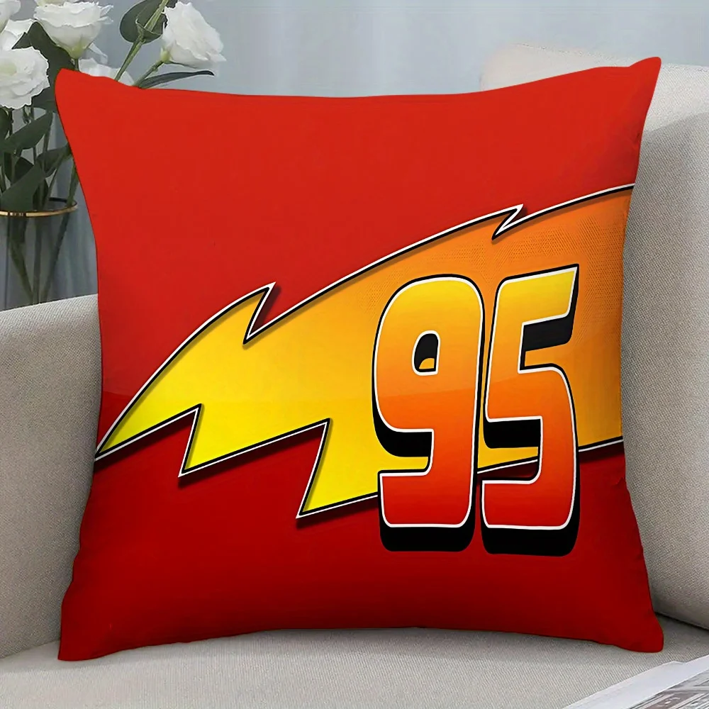 Decorative Throw Pillow Cushion Cover Lightning Bolt Red Yellow Numbers 95 Accent Case 40x40cm Home Living Room Decor