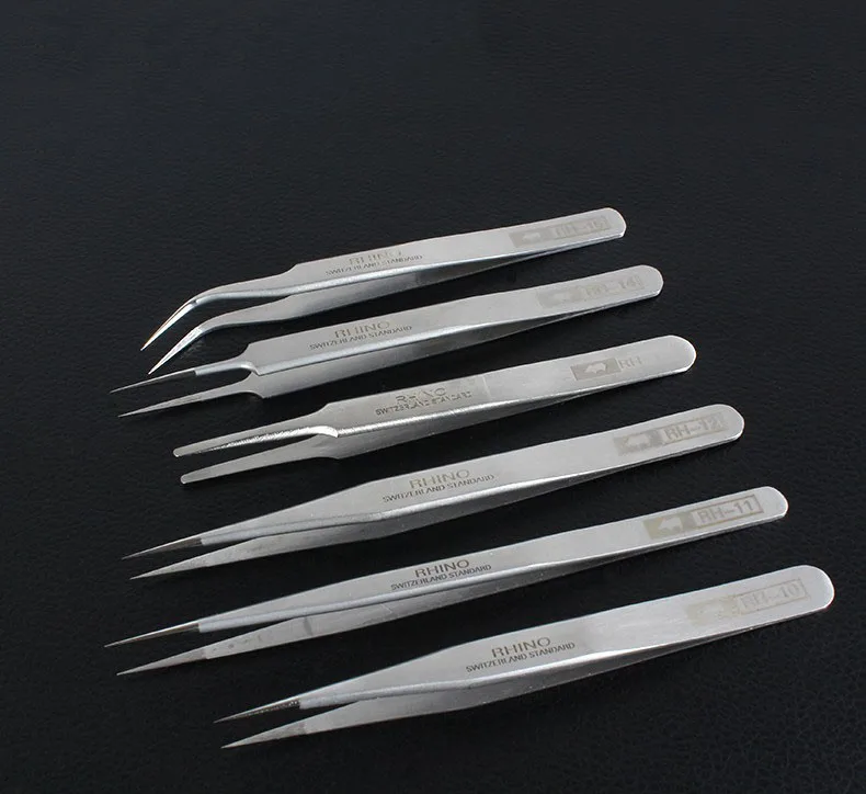 K50 1 Set 6 pcs RH Tweezers Anti-acid High-precision Super Hard for Repair Watch or Pick Bird Nest etc Small items