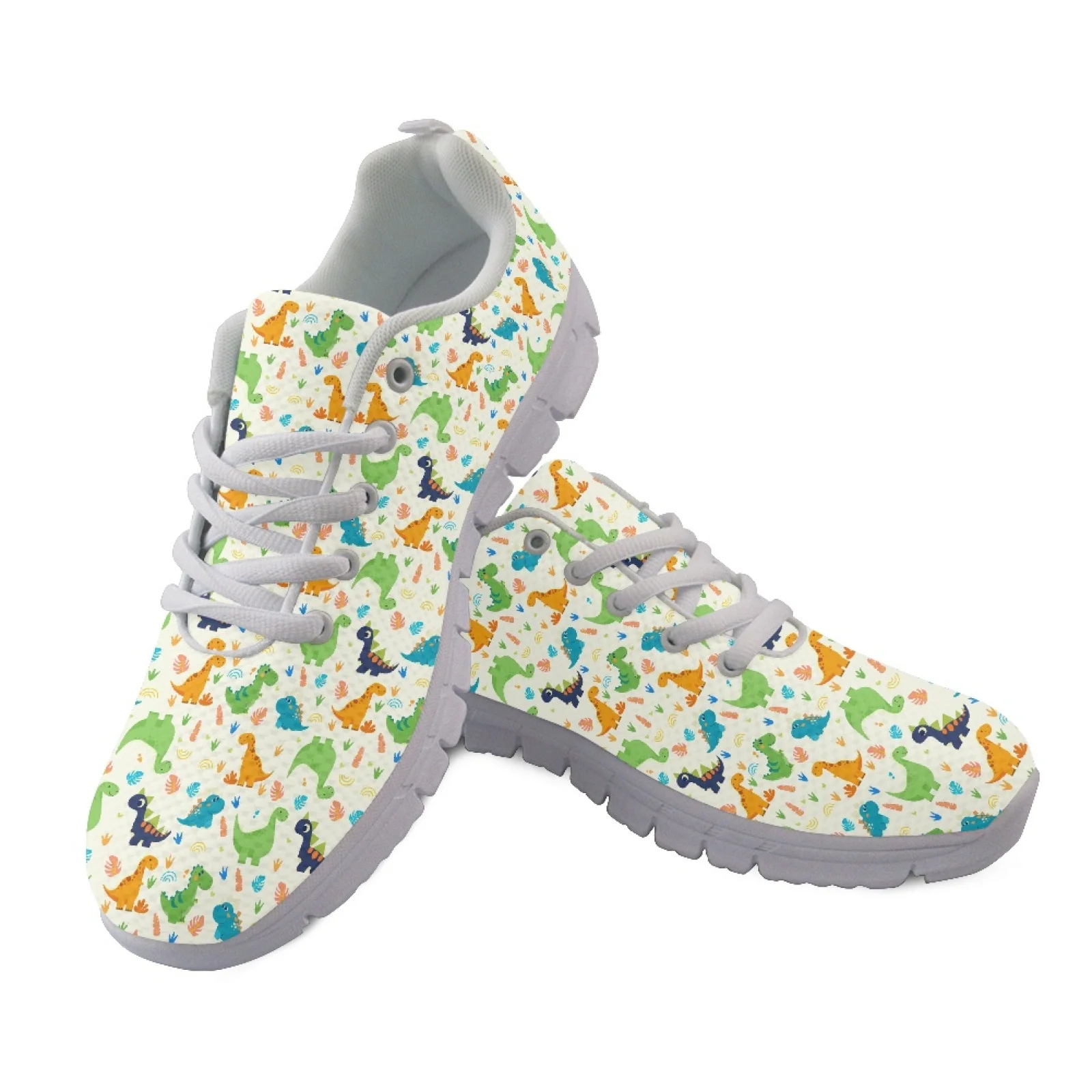 Coloranimal Anti-Slip Lightweight Athletic Sneaker for Women Women Sneakers for Hunting Colorful Dinosaur Pattern