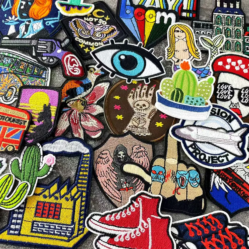 BOOM EYE HOUSE Embroidered Badges Hippie Iron on Patches for Clothes Patch Cover Repair Hole Stickers beautification function