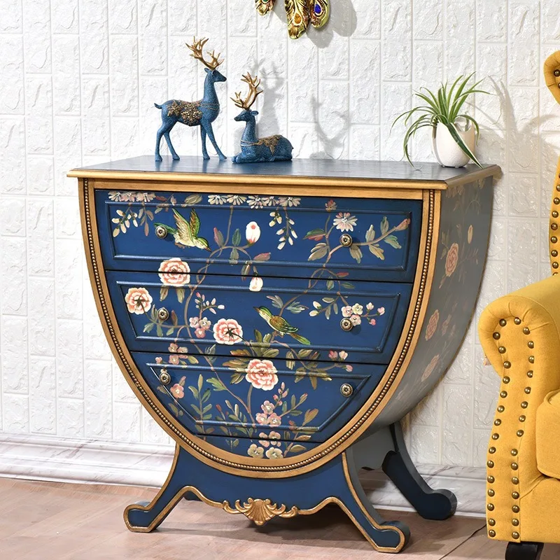 

Living room decorative side cabinet, foyer storage locker, light luxury side cabinet, American painted bedside