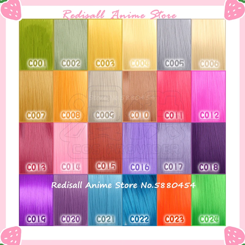 Peruca reta longa com franja para adultos, headwear sintético, jogo de anime, resistente ao calor, cabelo básico, cosplay, 120 cores, 100cm, C001-C024