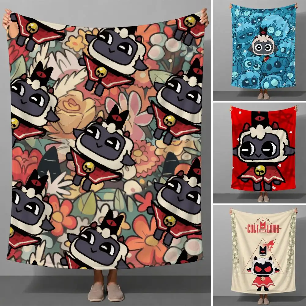 Game Cult of the Lamb Cute Throw Soft Flannel Throw Blanket for Couch Bed Sofa Warm Cozy Lightweight All Season